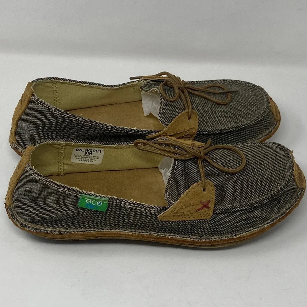 Twisted X Mens 9M Loafers Brown Canvas Leather EcoTWX WLW0001‎ Casual Moccasins
